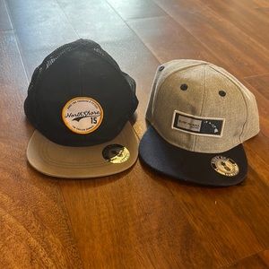 Set of 2 Binky Bro Flat bill Toddler Hats Hawaii North Shore - Black & Grey/Navy